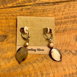 CHICOS Abalone & Sterling Silver Dangle Earrings